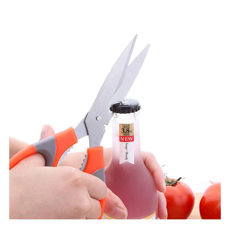 

21.2*8.3cm Multifunctional Stainless Steel Poultry Kitchen scissor Nutcracker Bottle opener Bone Cutter Cook Tool shear cut 1pc