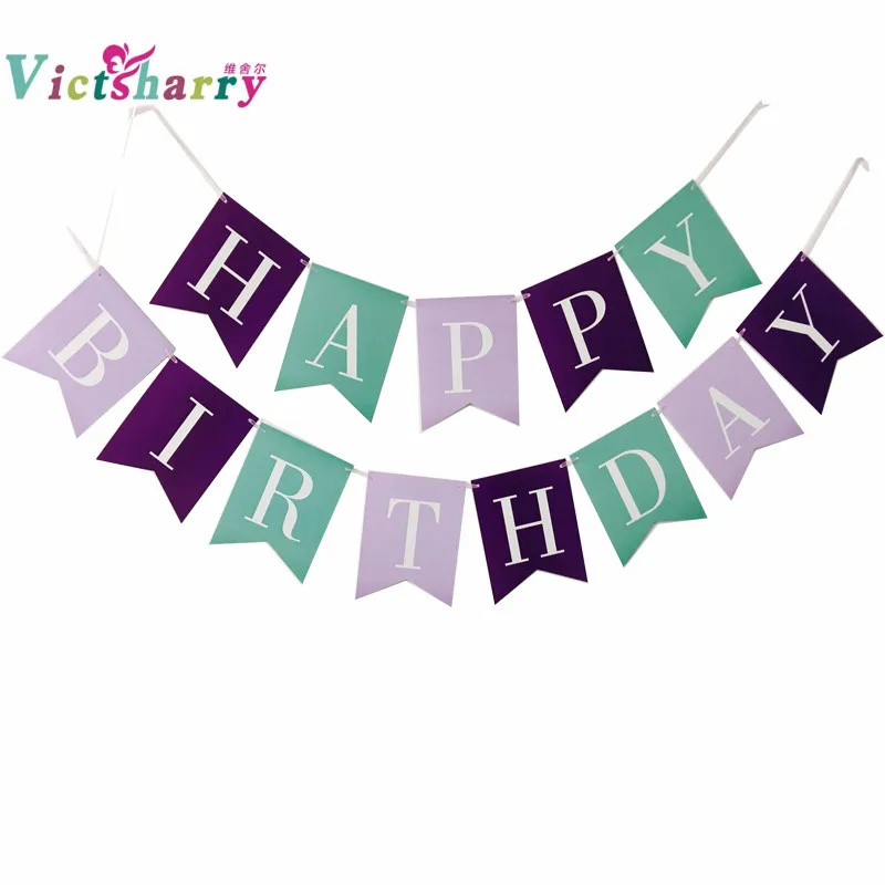 

1 Set Purple Mermaid Banner Birthday For Unicorn Party and Birthday Party Decorations Kid