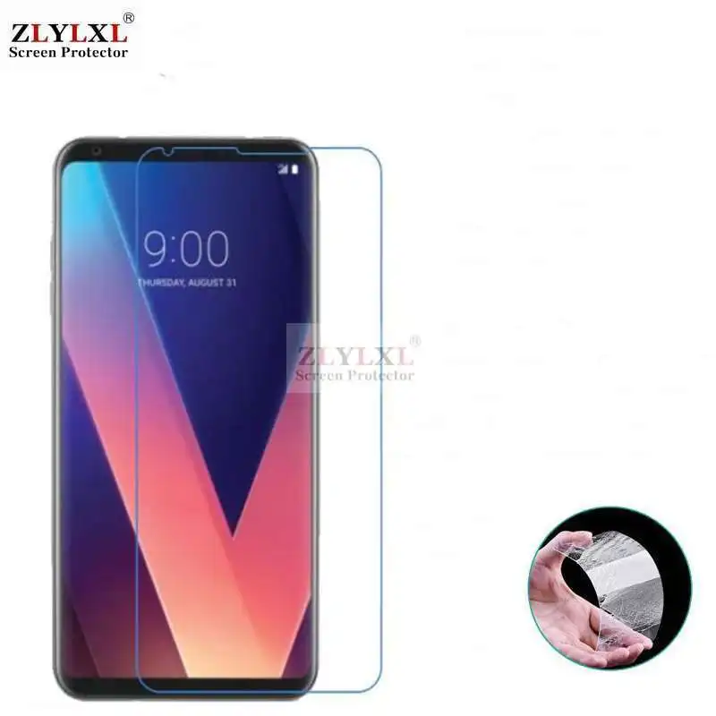 

Glass + case Transparent Dirt-resistant soft back case for LG V30S tempered glass screen protector