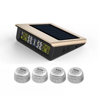 

Auto Wireless PSI / BAR Solar Tire Pressure Monitoring System TPMS Solar LCD 4 External Sensor Replaceable Battery