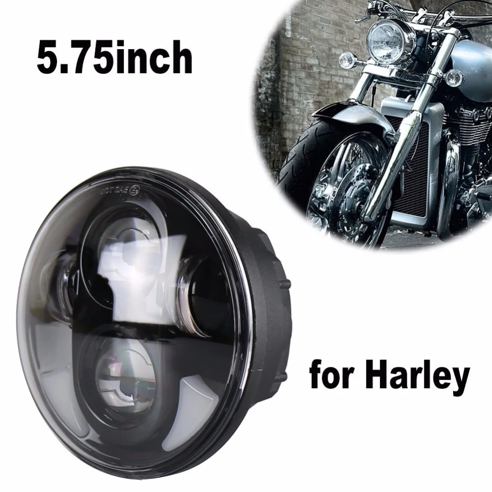 

5.75" Inch Round 40W Hi/Lo Beam 5 3/4" LED Projector Headlights W/ White Halo DRL For Harley Davidson Motorcycle