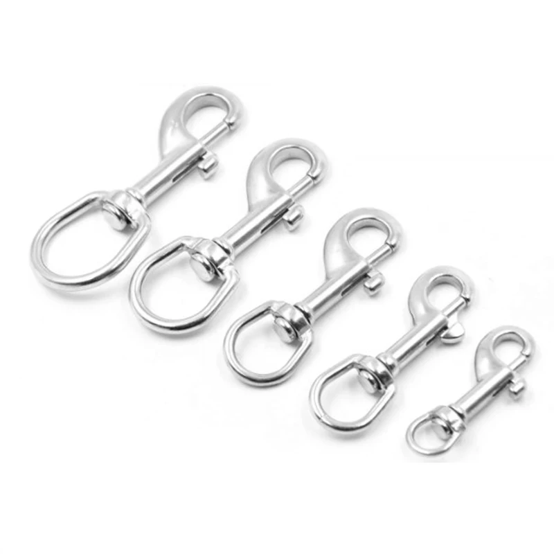 

2Pcs 70mm Multi-Purpose 304 Stainless Steel Swivel-Eye Bolt Spring Snap Hook Round Swivel Quick Hook Hiking Camping Carabiner