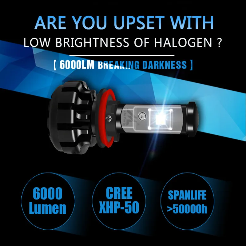 Автомобильные фары Xenplus H1 Led V18 turbo H3 H11 H4 H7 HB4 HB3 9006 9005 XHP50 чип супер яркий 12 в 60 Вт 6000LM