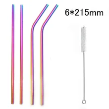 Набор из 4 соломинок из нержавеющей стали ультра длинные металлические соломинки для питья для стаканчиков холодных напитков(6*241 мм)(6*215 мм