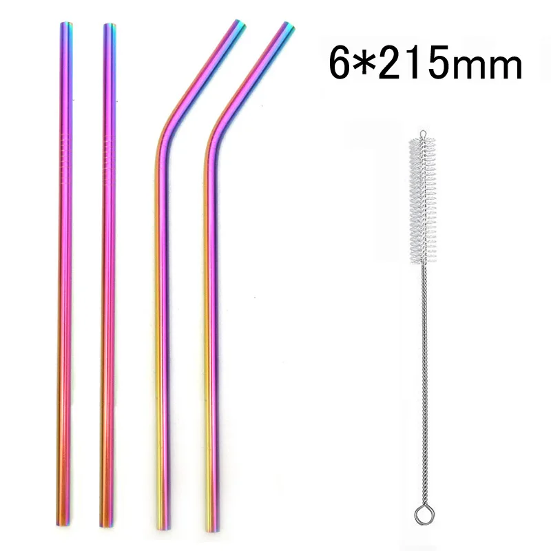 

Set of 4 Stainless Steel Straws Ultra Long Drinking Metal Straws For Tumblers Cold Beverage (6*241mm)（6*215mm）