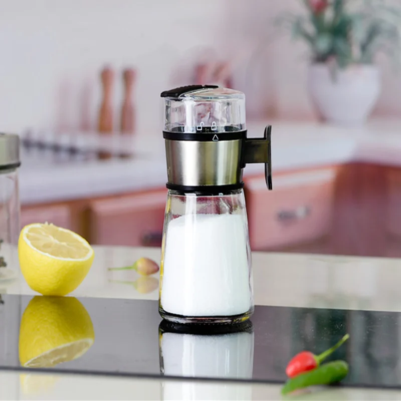 

High quality Measure Glass cruet can control health salt shaker salt seasoning bottles Home Kitchen Cooking Tools.