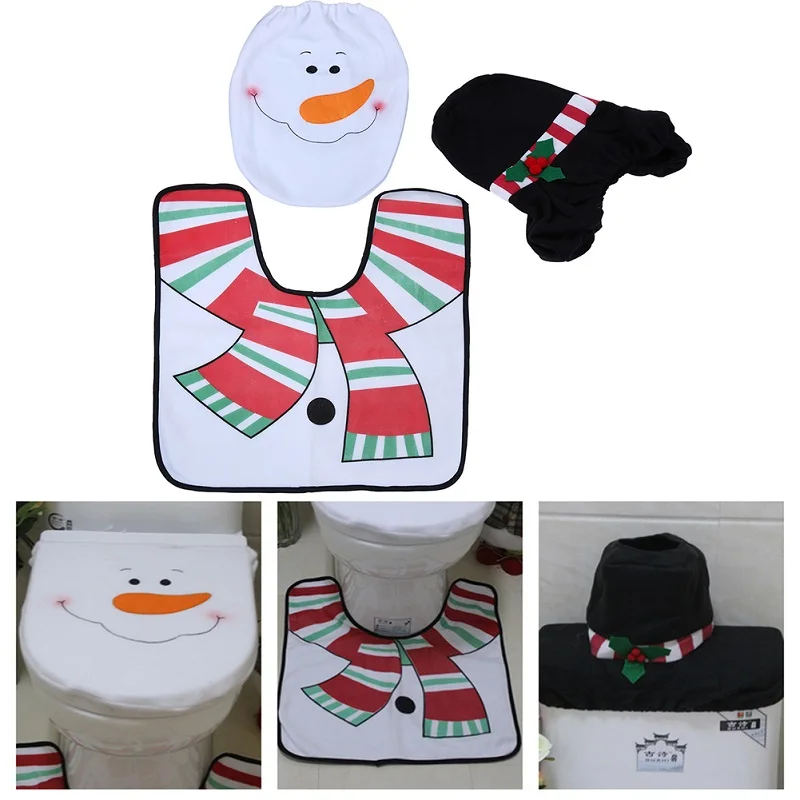 Christmas Decorations for Home Santa Claus Toilet Seat Cover Set Bathroom Product New Year Navidad Decoration