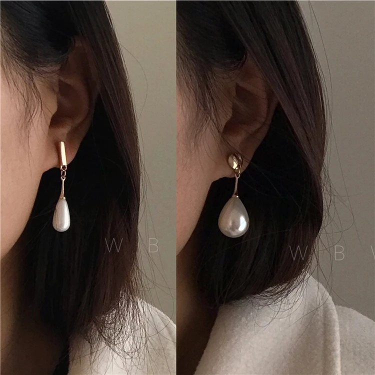 

Timeless Wonder Simple Glam faux pearl waterdrop Stud Earrings gown Party Show Gift Brincos elegant lady stunning geo work 5233