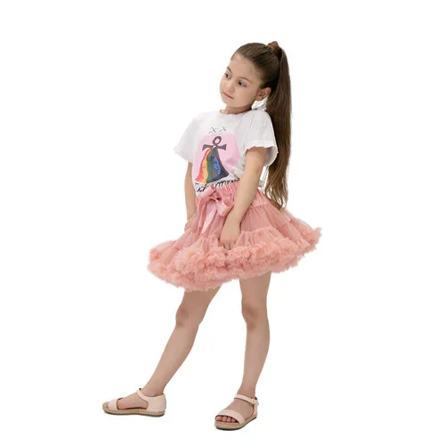 Kephy девочки многослойная короткая юбка принцессы; балетная юбка-пачка для танцев плиссированная фатиновая юбка Детская Юбка для выпускного вечера вечерние юбка - Цвет: dusty pink