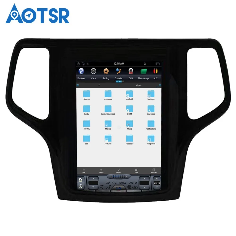 Excellent Aotsr Android 7.1 Tesla style Car GPS Navigation For JEEP Grand Cherokee 2014-2018 gold and black No DVD multimedia player 5