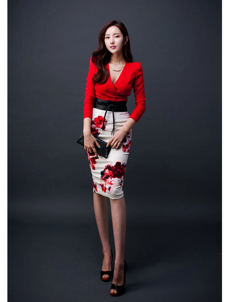 Новинка, женское Красное элегантное сексуальное облегающее платье с длинным рукавом, Осенняя мода, вечернее платье с v-образным вырезом