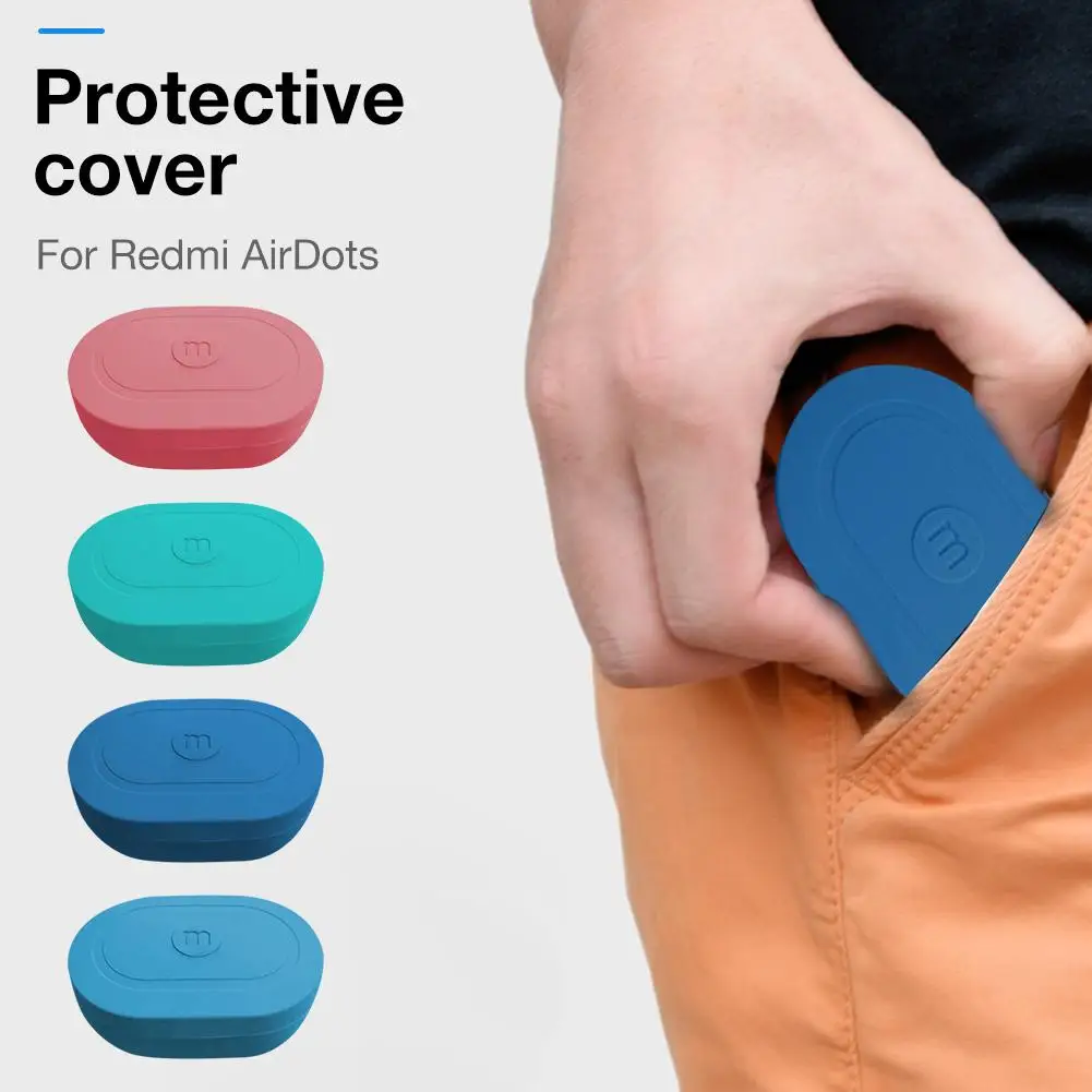 Для Redmi AirDots Беспроводная bluetooth гарнитура защитный чехол цветной силиконовый