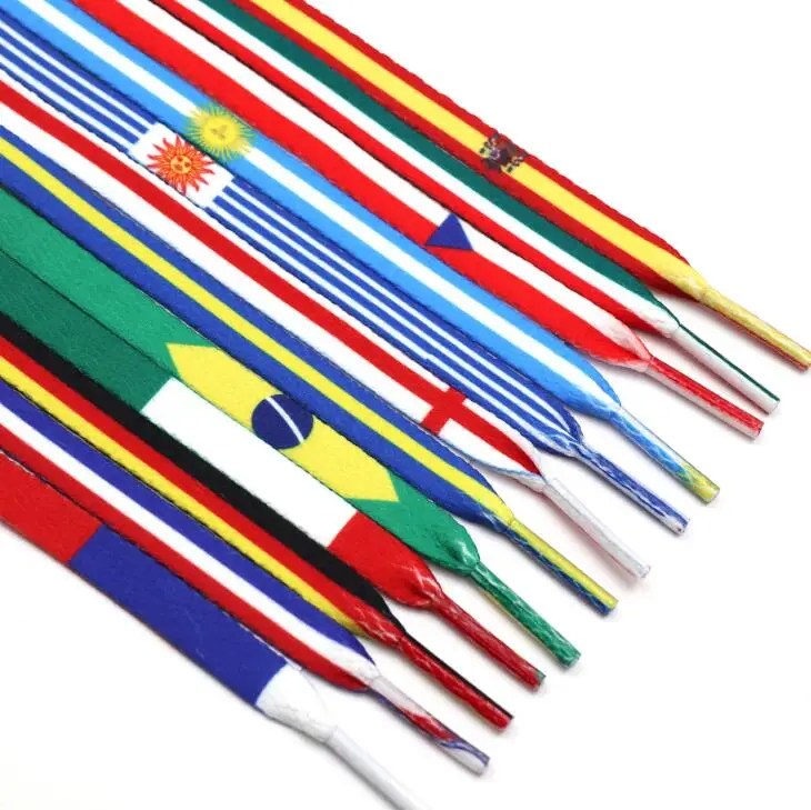 

Fashion 120cm Country Flag Printing Shoelace Polyester Cotton Flat Shoelace For Sneakers