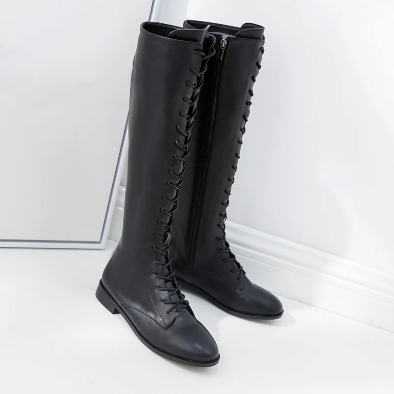 black long boots with laces