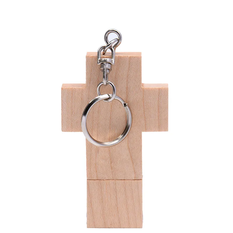 SHANDIAN клиент логотип usb-накопитель в виде деревянного Креста+ коробка USB флэш-накопитель USB карта памяти Флешка 16 ГБ 32 ГБ 64 ГБ кресты флэш-накопитель подарок - Цвет: maple1