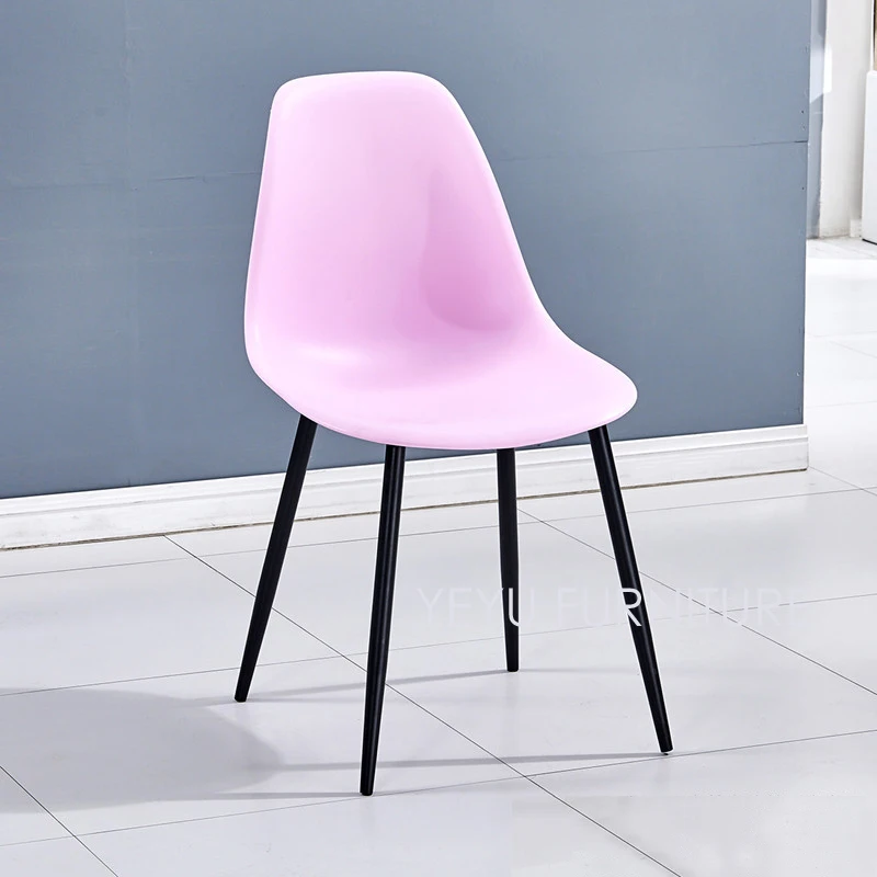 Design Moderno e minimalista de aço do metal perna de plástico assento de Jantar Cadeira Lateral Cadeira de Design Simples Café sótão cadeira Mobília De Jantar 2 PC