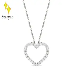 Сертифицированный 0,39 карат Лаборатория Grown Moissanite Diamond Heart Pendant Цепочки и ожерелья Solid 18 К белого золота Обручение бренд для Для женщин