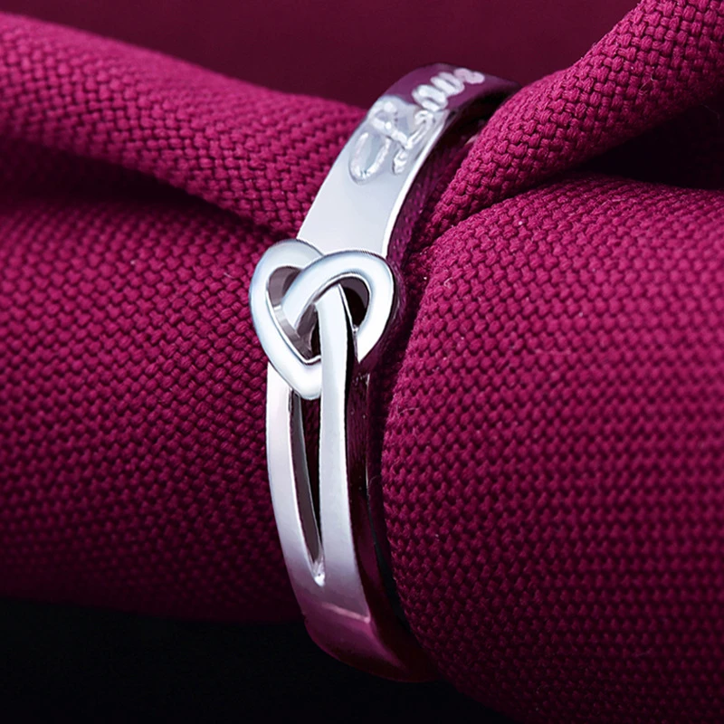 Модное фиолетовое Серебро 925 ювелирное изделие сердце любовь кольца для женщин обручальные кольца для пары милые ювелирные изделия joyas de plata 925