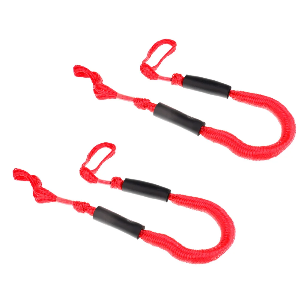 

2 Pieces 3.5ft Marine Bungee Dock Line PP Boat Stretching Mooring Rope Shock Cord Bungee Ties Anchoring Docking Rope Red