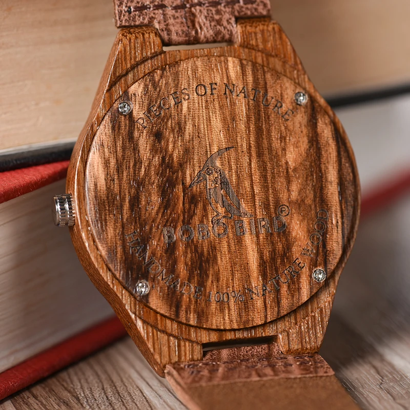 BOBO BIRD Wooden Watch Men Timepieces Relogio masculino Leather Strap Wood Quartz Watches V-Q24 DROP SHIPPING