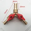 1PC 3 Way Shut Off Ball Valve / Valve Clamp Fitting Hose Barb Fuel Gas 5/16 inch 8/10MM Brass Y Type Ball Valve For Garden Tool ► Photo 1/4