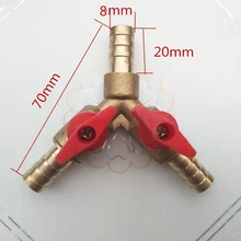 

1PC 3 Way Shut Off Ball Valve / Valve Clamp Fitting Hose Barb Fuel Gas 5/16 inch 8/10MM Brass Y Type Ball Valve For Garden Tool