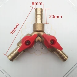 1PC 3 Way Shut Off Ball Valve / Valve Clamp Fitting Hose Barb Fuel Gas 5/16 inch 8/10MM Brass Y Type Ball Valve For Garden Tool