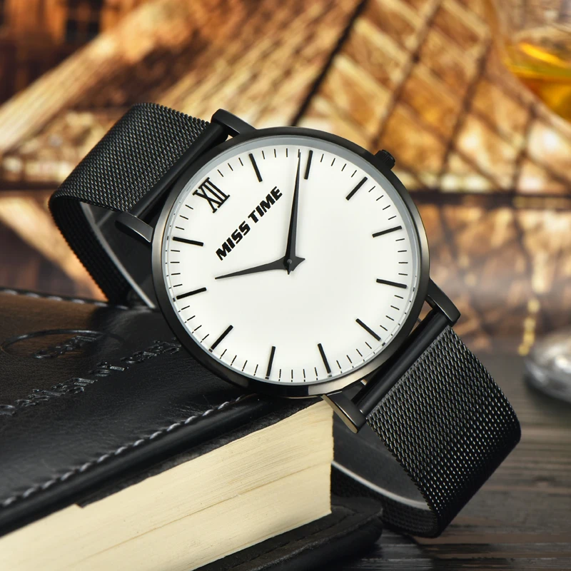 MISSTIME ultra thin watch swiss quartz movement fashion  