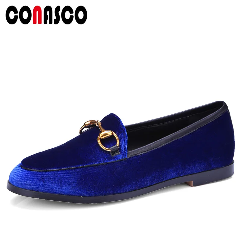 

CONASCO Brand Design Women Basic Pumps Luxury Velvet Buckle Decoration Shoes Spring Autumn Round Toe Quality Shallow Shoes Woman
