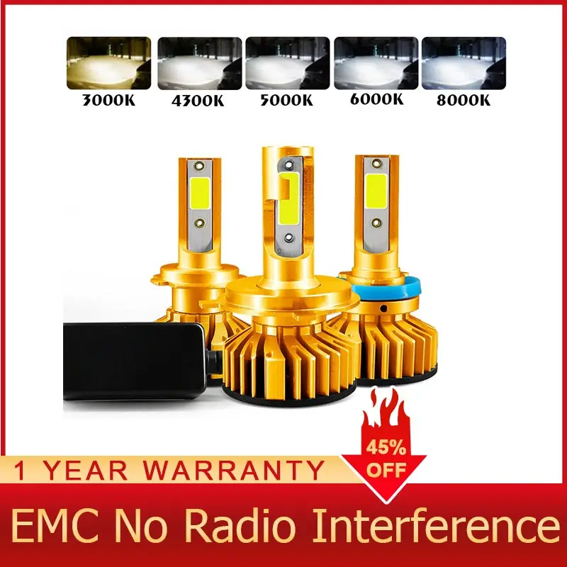 

ROADOT Mini Car Headlight Error EMC No Radio Interference H4 H7 LED H1 H3 H11 H8 9006 9005 6000K 4300K 8000K for auto Fog Light