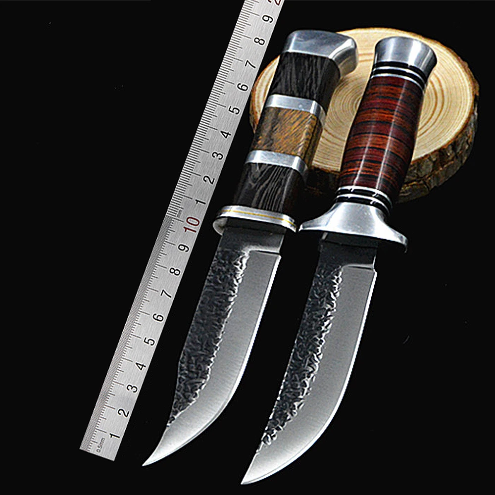 Лучший DuoClang Высокое качество тактический фиксированным лезвием 440 нержавеющая сталь цвет деревянной ручкой открытый охотничьи ножи инструмент