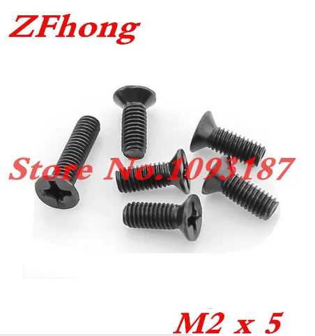 1000pcs M2 x 5 M2*5 Steel With Black Zinc Flat Head Phillips Cross Recessed Countersunk Machine Screws | Обустройство дома