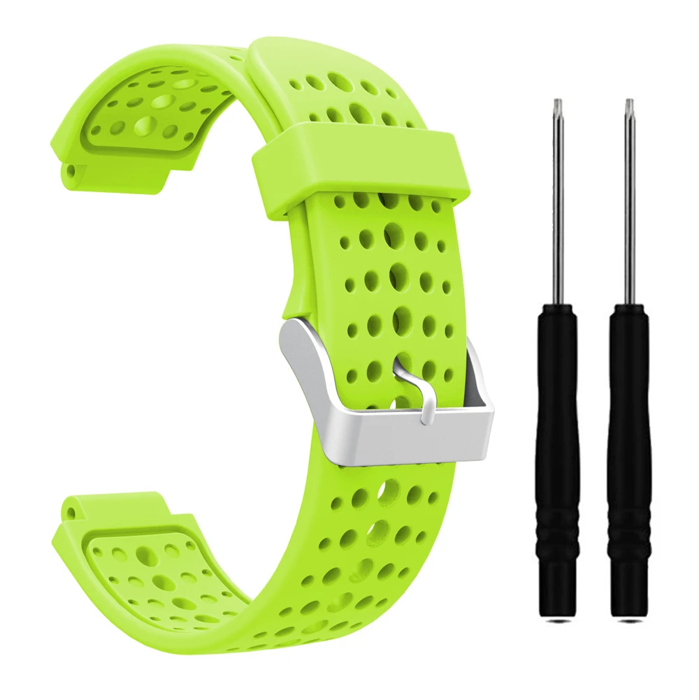 Silicone Watch Band Strap Soft Bracelet For Garmin Forerunner 220 230 235 620 63 sport outdoor accessory - Цвет: Green yellow