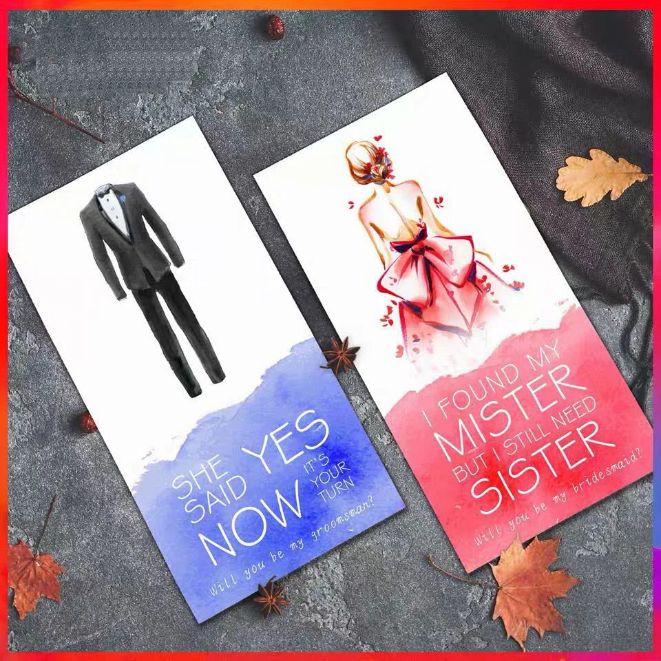 

free shipping 5pcs lot wedding favor wedding party invitations bridesmaid gift Groomsman best man ins fashion creative card