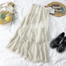 Летний Корейская версия нерегулярные шифоновая юбка для женщин Высокая талия волновой точки торт Kawaii юбки для