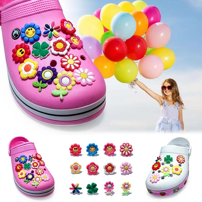 60pcs/lot Small flower PVC shoe charms girls love gift shoe decoration