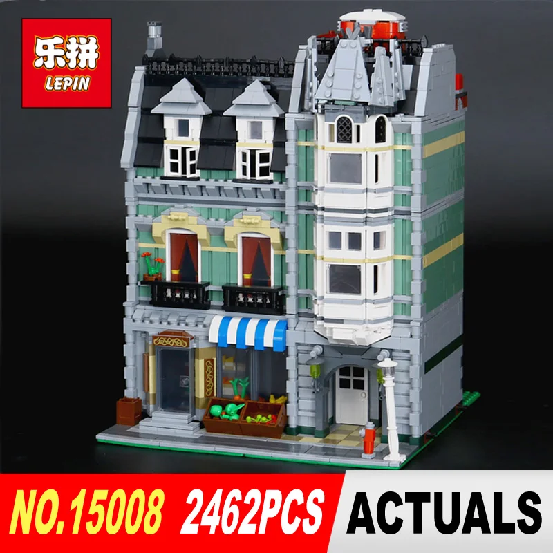 

DHL Lepin15008 2462Pcs City Street Green Grocer Model Building Kits Blocks Bricks Compatible Educational toy 10185 Children Gift