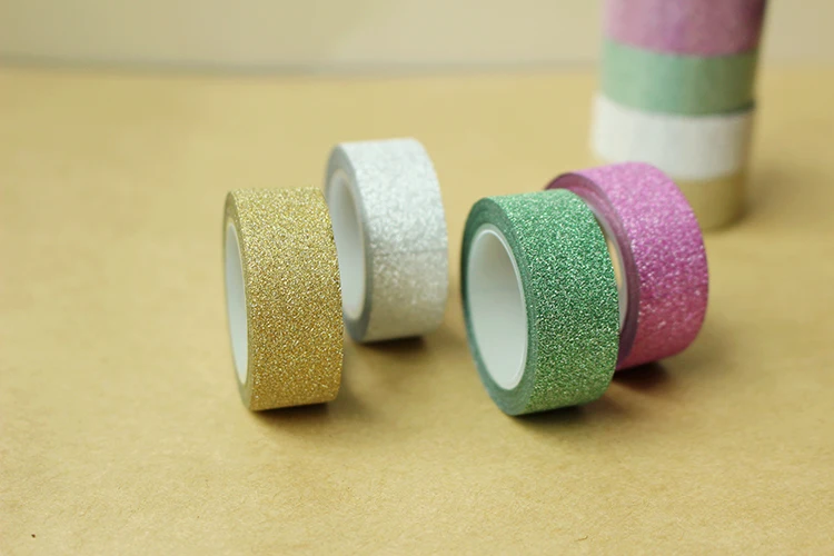 

5M DIY Self-adhesive Glitter Washi Paper Tape Sticker Wedding Birthday Festival Decoration Home Decor