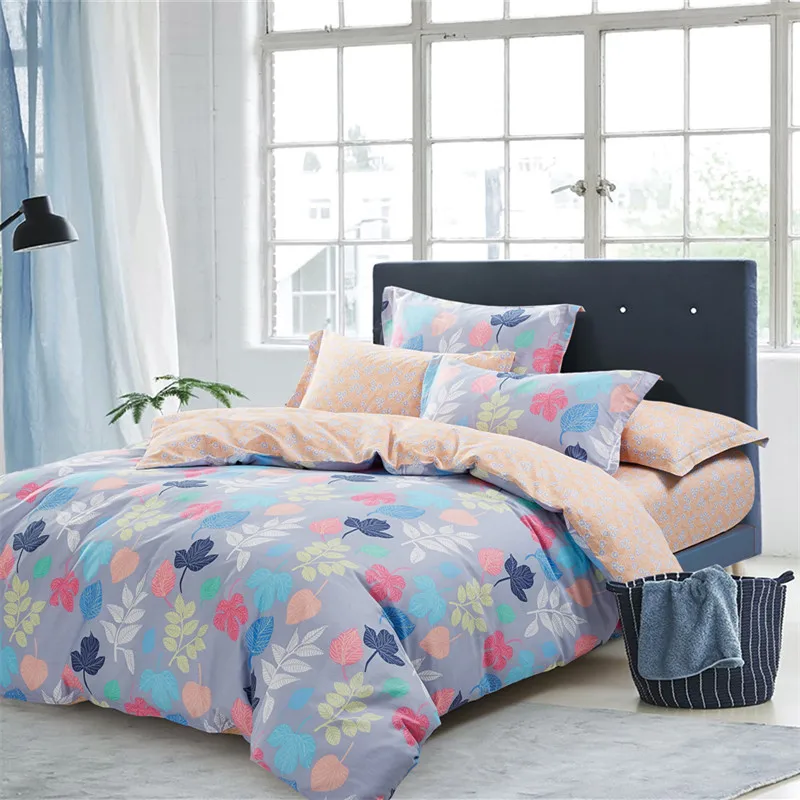 

Simple Fashion Color Printing Patterns 4Pcs Cotton Bedding Set Duvet Cover Sets Bed Linen Bedclothes Pillowcase Comfortable Soft