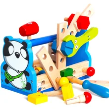 Children'S Toy Wood Pretend Panda Tool Repair Maintenance Maintenance Learning Education Preschool Training Toys