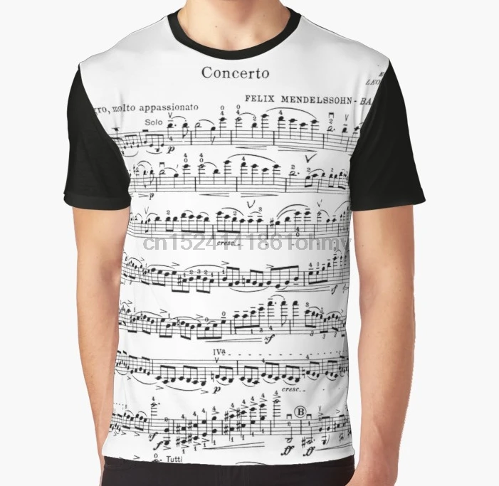 

All Over Print 3D Women T Shirt Men Funny tshirt Mendelssohn Violin Concerto Graphic T-Shirt