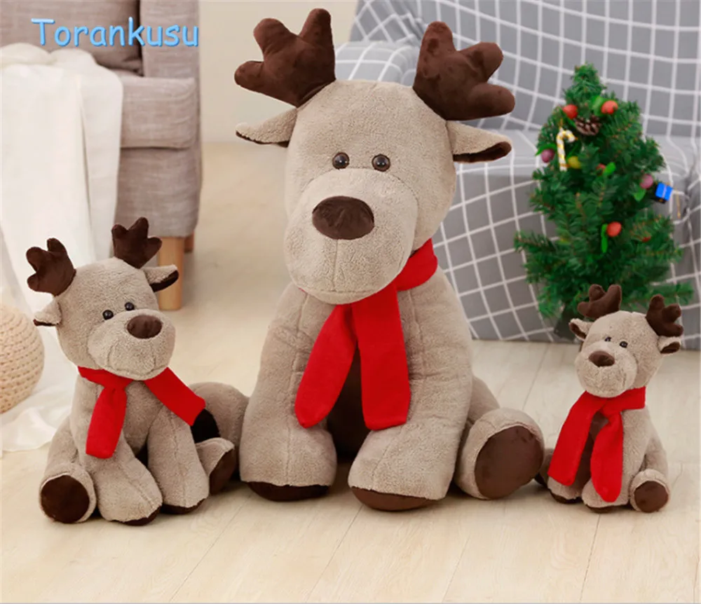 Toys elk Reindeer kawaii Christmas Plush Toys for children Creative Red Scarf Reindeer baby kids sleep appease doll Xmas gift