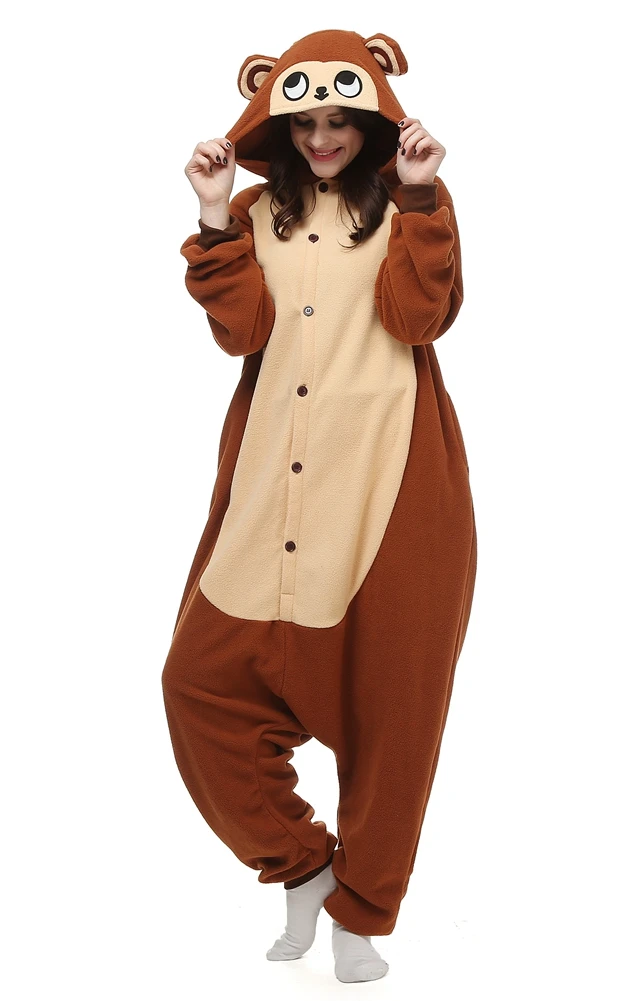 Кигуруми Lemur длинный хвост обезьяна взрослых Onesie унисекс пижамы Хэллоуин костюмы для рождественской вечеринки