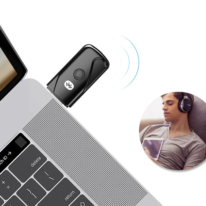 VAORLO USB Bluetooth Transmitters Mini Adapter 4.2 Wireless Audio Music Stereo Transmit Dongle Transmitter For PC Computer