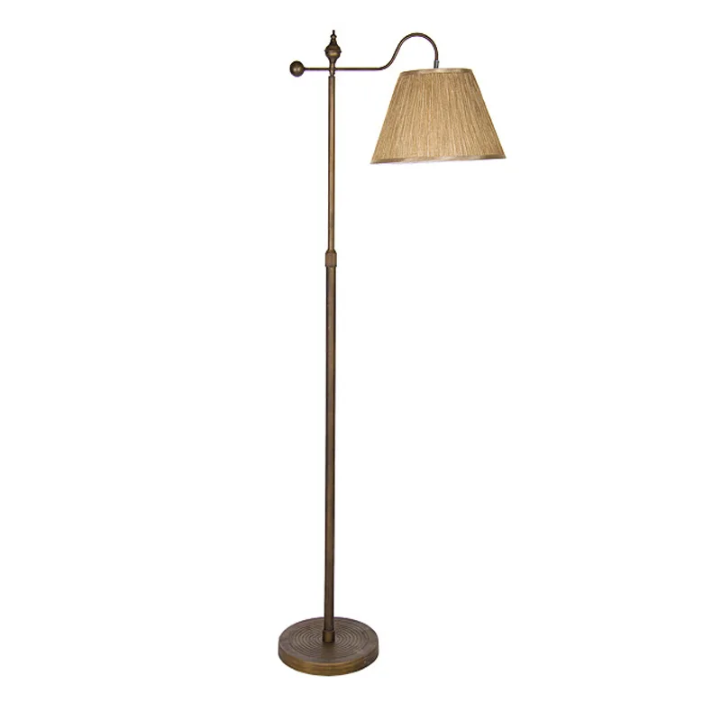 Vintage Antique Floor Lamp Arched Bridge Arm Adjule Rod Fabric Arched Bridge Arm Adjule Rod