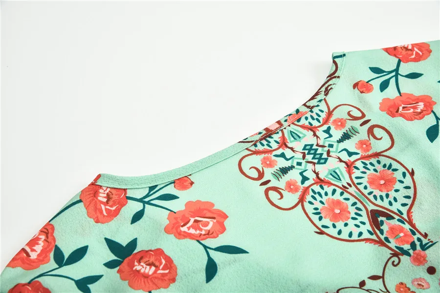 Gladiolus 2019 Spring Summer Dress Women 34 Sleeve V Neck Sexy Floral Print Bohemian Women Maxi Dress Long Beach Ladies Dresses (53)