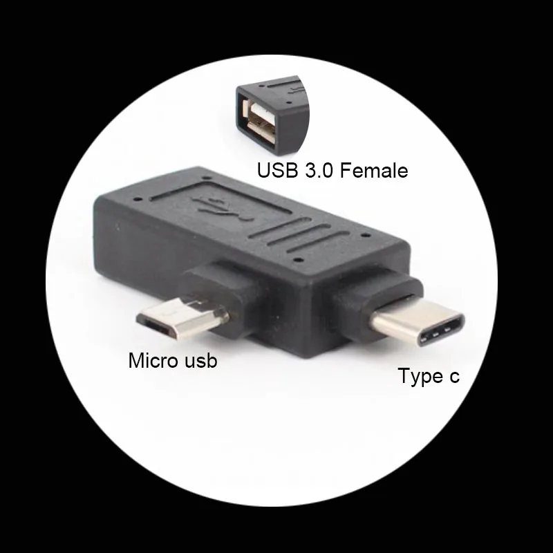 

OTG USB 3.1 Type-C + Micro USB Male to USB 3.0 Type A Female Adapter Connector 2 in 1 OTG Host Adapter Converter
