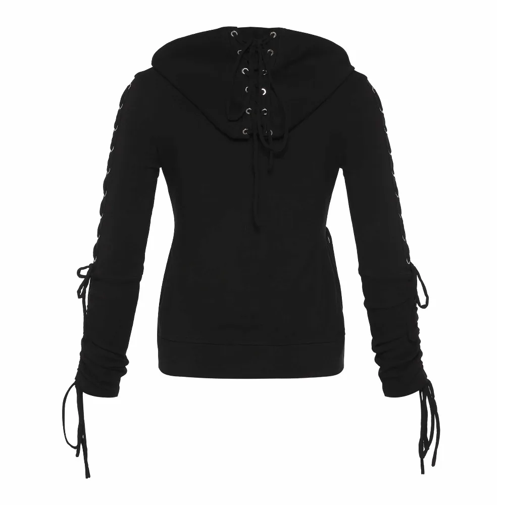  Rosetic Gothic Punk Women Hoodies Lace up Hooded Long Sleeve Casual Harajuku Darkness Autumn winter