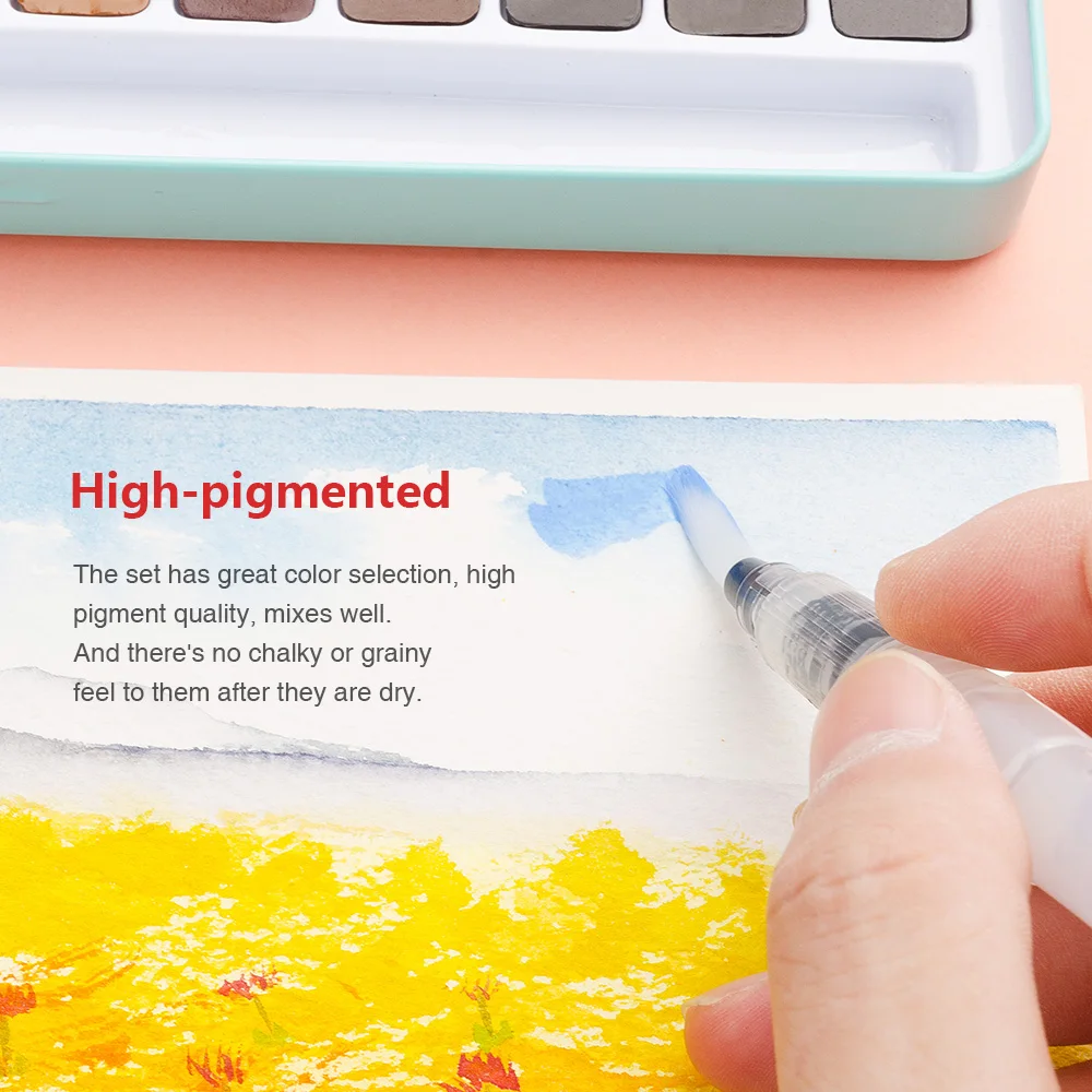 Billige Meiliang 36 Farben Solide Aquarell Malen Set Nicht toxischen Aquarell Farben Tragbare Metall Fall mit Palette und Kunst Malen pinsel