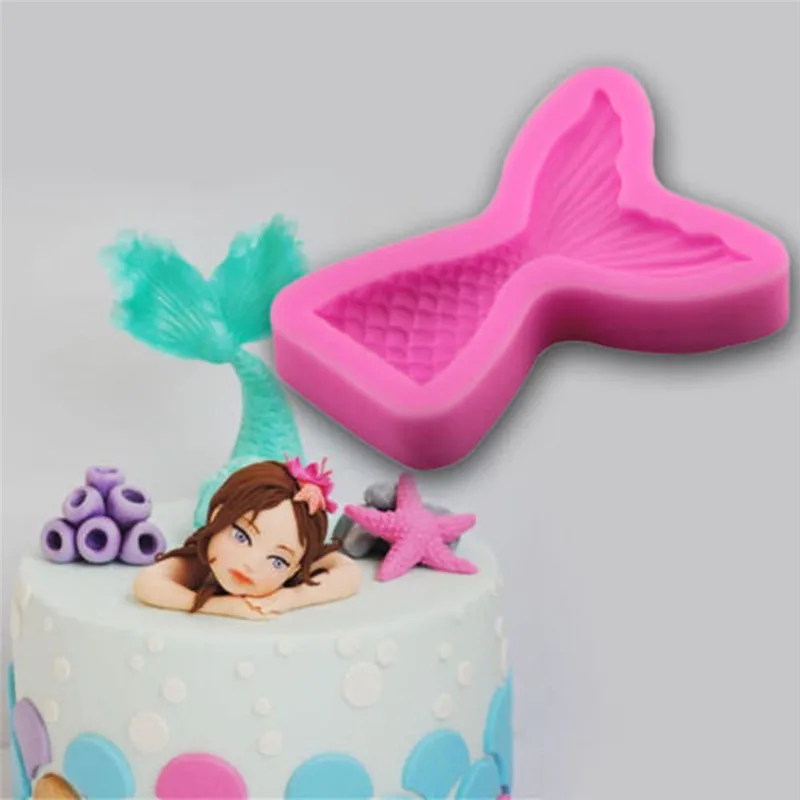 

LINSBAYWU 2019 1Pcs Creative 3D Mermaid Tail Silicone Molds DIY fondant cake chocolate Sugar craft Decoration tools